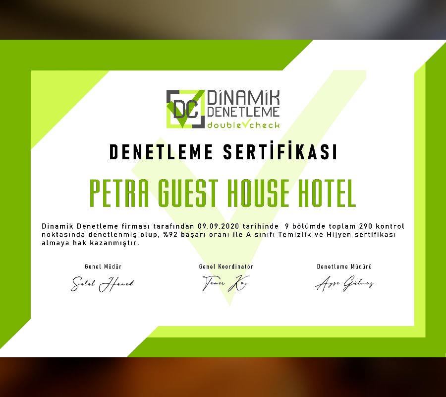 Otel Denetim Personel Eğitim Sertifikası Örneği